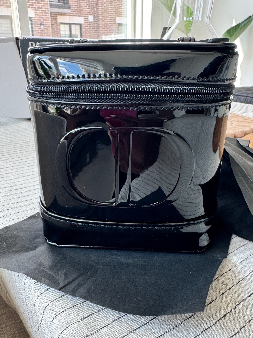 Christian Dior Black Patent Vanity Cosmetic Case – New in Box